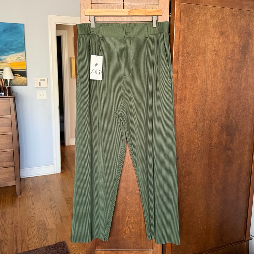 Zara High Waisted Ribbed Pants